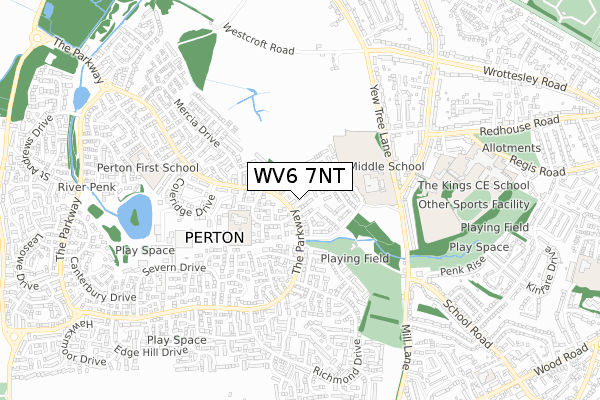 WV6 7NT map - small scale - OS Open Zoomstack (Ordnance Survey)