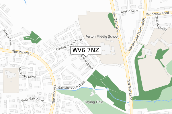 WV6 7NZ map - large scale - OS Open Zoomstack (Ordnance Survey)