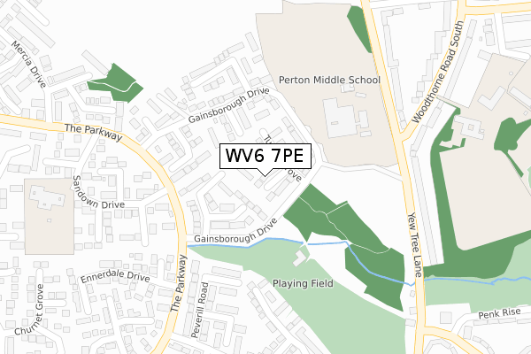 WV6 7PE map - large scale - OS Open Zoomstack (Ordnance Survey)