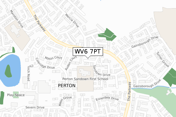 WV6 7PT map - large scale - OS Open Zoomstack (Ordnance Survey)