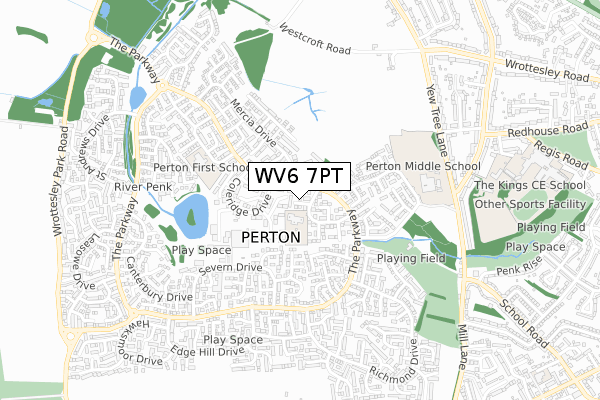 WV6 7PT map - small scale - OS Open Zoomstack (Ordnance Survey)