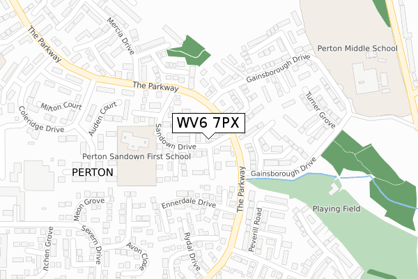 WV6 7PX map - large scale - OS Open Zoomstack (Ordnance Survey)