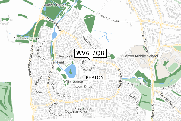 WV6 7QB map - small scale - OS Open Zoomstack (Ordnance Survey)