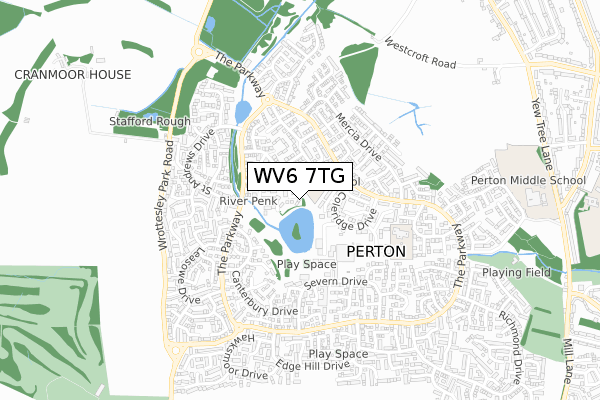 WV6 7TG map - small scale - OS Open Zoomstack (Ordnance Survey)