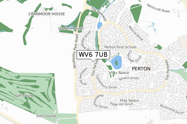 WV6 7UB map - small scale - OS Open Zoomstack (Ordnance Survey)