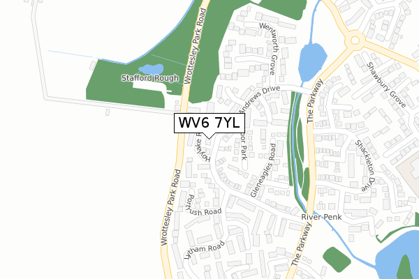 WV6 7YL map - large scale - OS Open Zoomstack (Ordnance Survey)