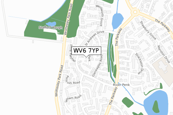 WV6 7YP map - large scale - OS Open Zoomstack (Ordnance Survey)