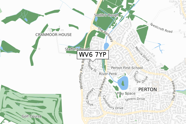 WV6 7YP map - small scale - OS Open Zoomstack (Ordnance Survey)