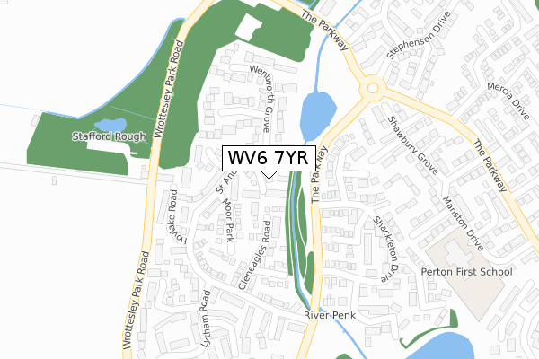 WV6 7YR map - large scale - OS Open Zoomstack (Ordnance Survey)