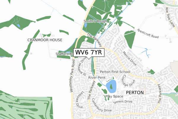 WV6 7YR map - small scale - OS Open Zoomstack (Ordnance Survey)