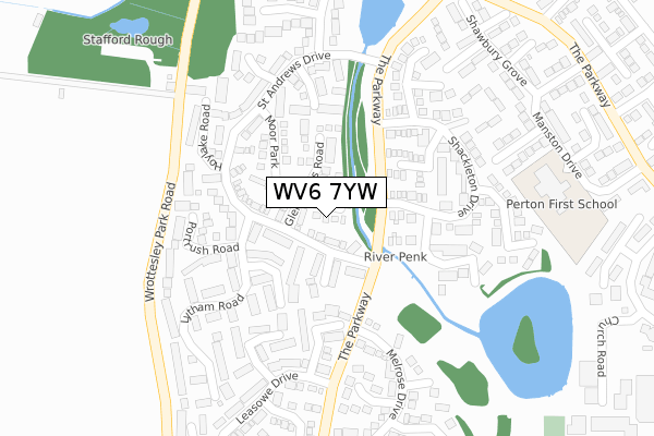 WV6 7YW map - large scale - OS Open Zoomstack (Ordnance Survey)