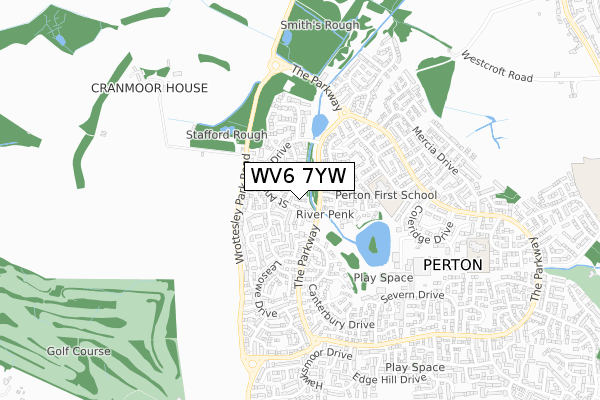 WV6 7YW map - small scale - OS Open Zoomstack (Ordnance Survey)