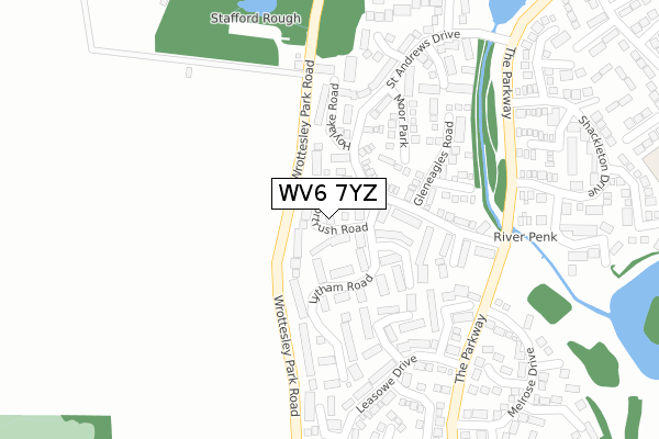 WV6 7YZ map - large scale - OS Open Zoomstack (Ordnance Survey)