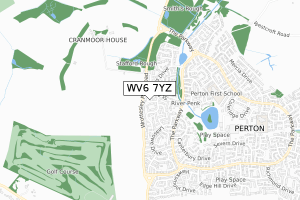 WV6 7YZ map - small scale - OS Open Zoomstack (Ordnance Survey)