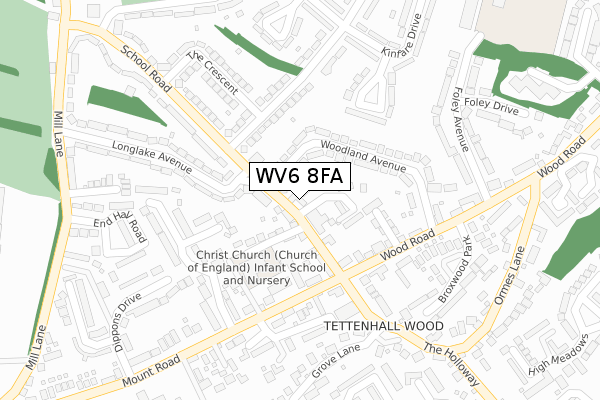 WV6 8FA map - large scale - OS Open Zoomstack (Ordnance Survey)