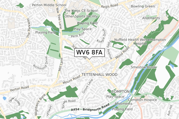 WV6 8FA map - small scale - OS Open Zoomstack (Ordnance Survey)