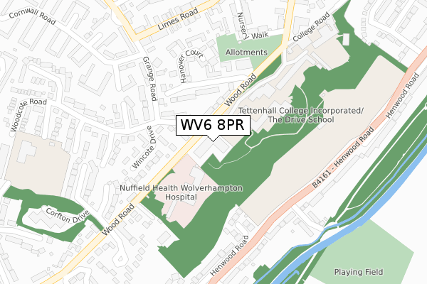 WV6 8PR map - large scale - OS Open Zoomstack (Ordnance Survey)