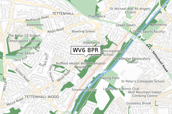 WV6 8PR map - small scale - OS Open Zoomstack (Ordnance Survey)