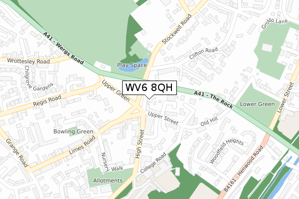 WV6 8QH map - large scale - OS Open Zoomstack (Ordnance Survey)