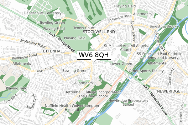 WV6 8QH map - small scale - OS Open Zoomstack (Ordnance Survey)