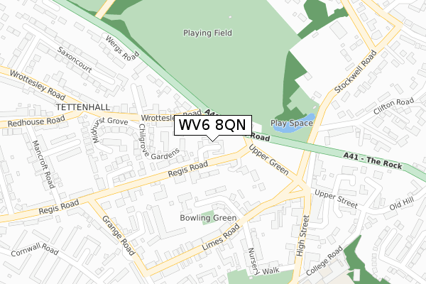 WV6 8QN map - large scale - OS Open Zoomstack (Ordnance Survey)