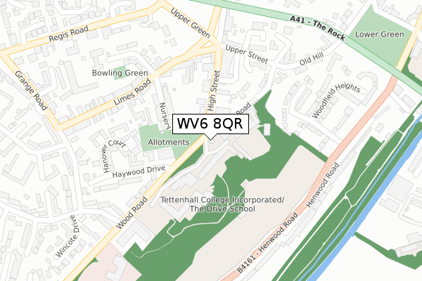 WV6 8QR map - large scale - OS Open Zoomstack (Ordnance Survey)