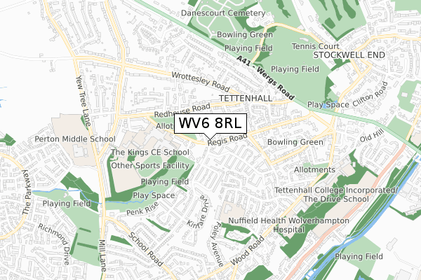 WV6 8RL map - small scale - OS Open Zoomstack (Ordnance Survey)