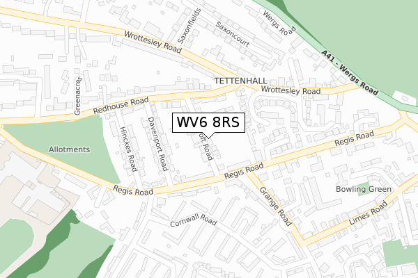 WV6 8RS map - large scale - OS Open Zoomstack (Ordnance Survey)