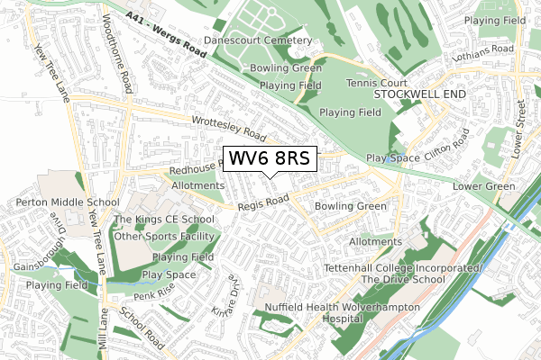 WV6 8RS map - small scale - OS Open Zoomstack (Ordnance Survey)