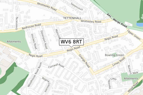 WV6 8RT map - large scale - OS Open Zoomstack (Ordnance Survey)