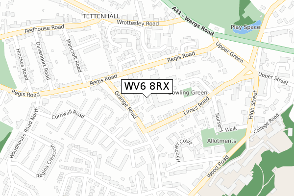 WV6 8RX map - large scale - OS Open Zoomstack (Ordnance Survey)