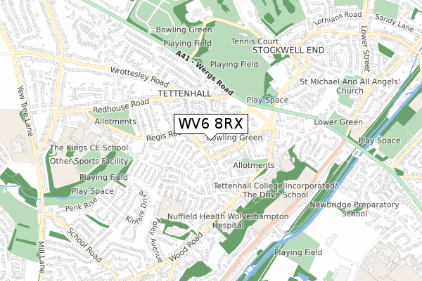 WV6 8RX map - small scale - OS Open Zoomstack (Ordnance Survey)