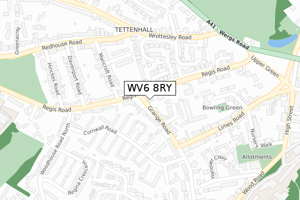 WV6 8RY map - large scale - OS Open Zoomstack (Ordnance Survey)