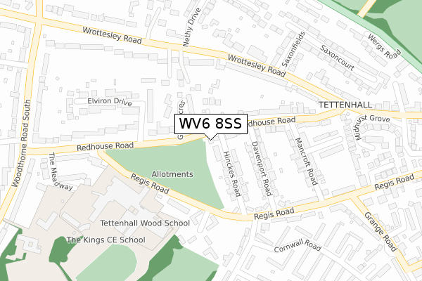 WV6 8SS map - large scale - OS Open Zoomstack (Ordnance Survey)