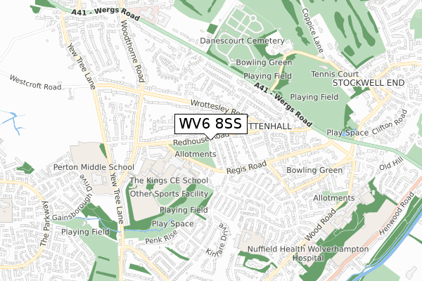 WV6 8SS map - small scale - OS Open Zoomstack (Ordnance Survey)