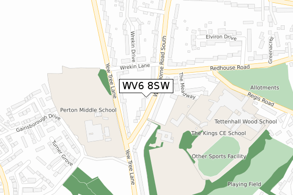 WV6 8SW map - large scale - OS Open Zoomstack (Ordnance Survey)