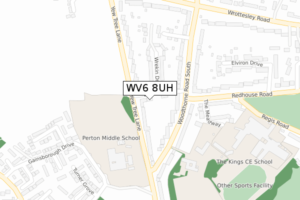 WV6 8UH map - large scale - OS Open Zoomstack (Ordnance Survey)