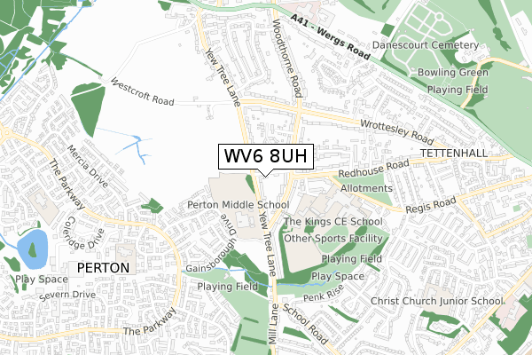 WV6 8UH map - small scale - OS Open Zoomstack (Ordnance Survey)