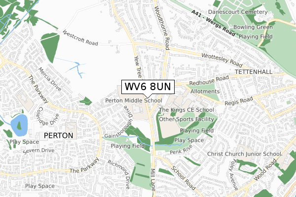 WV6 8UN map - small scale - OS Open Zoomstack (Ordnance Survey)