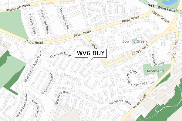 WV6 8UY map - large scale - OS Open Zoomstack (Ordnance Survey)