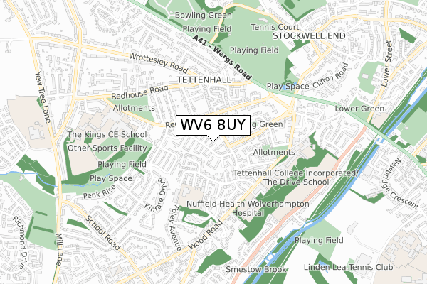 WV6 8UY map - small scale - OS Open Zoomstack (Ordnance Survey)