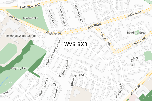 WV6 8XB map - large scale - OS Open Zoomstack (Ordnance Survey)