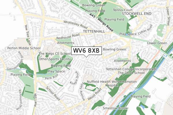 WV6 8XB map - small scale - OS Open Zoomstack (Ordnance Survey)