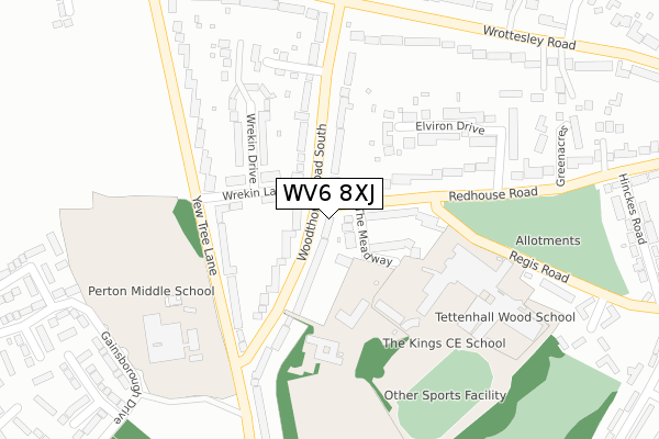 WV6 8XJ map - large scale - OS Open Zoomstack (Ordnance Survey)