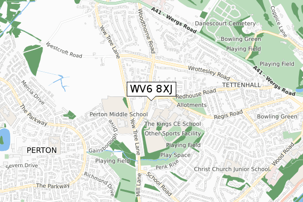 WV6 8XJ map - small scale - OS Open Zoomstack (Ordnance Survey)