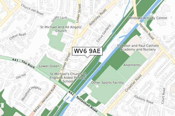 WV6 9AE map - large scale - OS Open Zoomstack (Ordnance Survey)