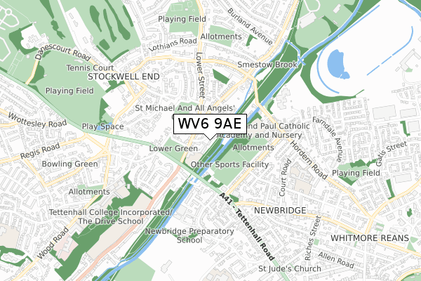 WV6 9AE map - small scale - OS Open Zoomstack (Ordnance Survey)