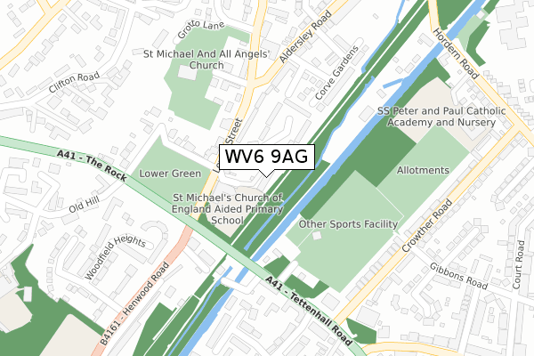 WV6 9AG map - large scale - OS Open Zoomstack (Ordnance Survey)