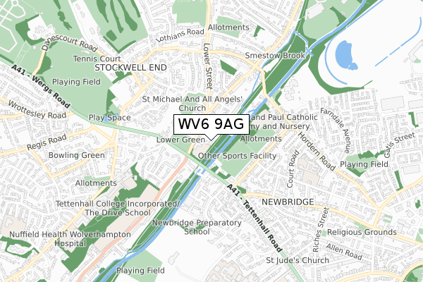 WV6 9AG map - small scale - OS Open Zoomstack (Ordnance Survey)