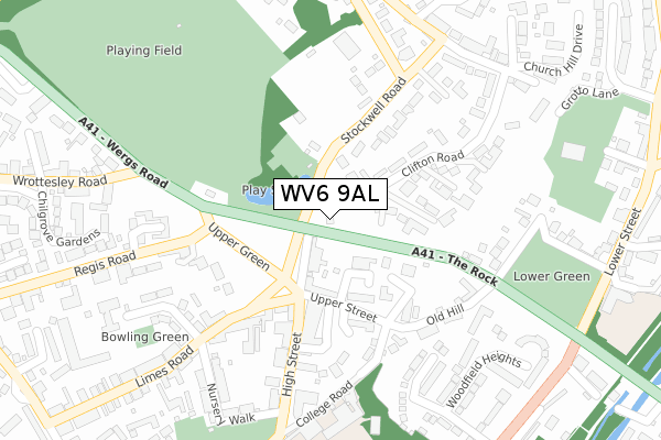 WV6 9AL map - large scale - OS Open Zoomstack (Ordnance Survey)